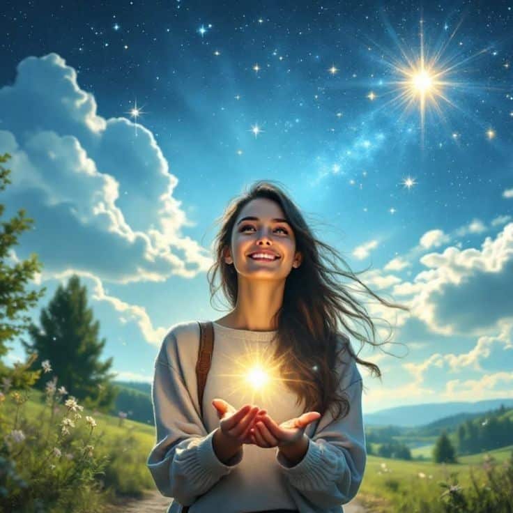 mulher com luz no coracao